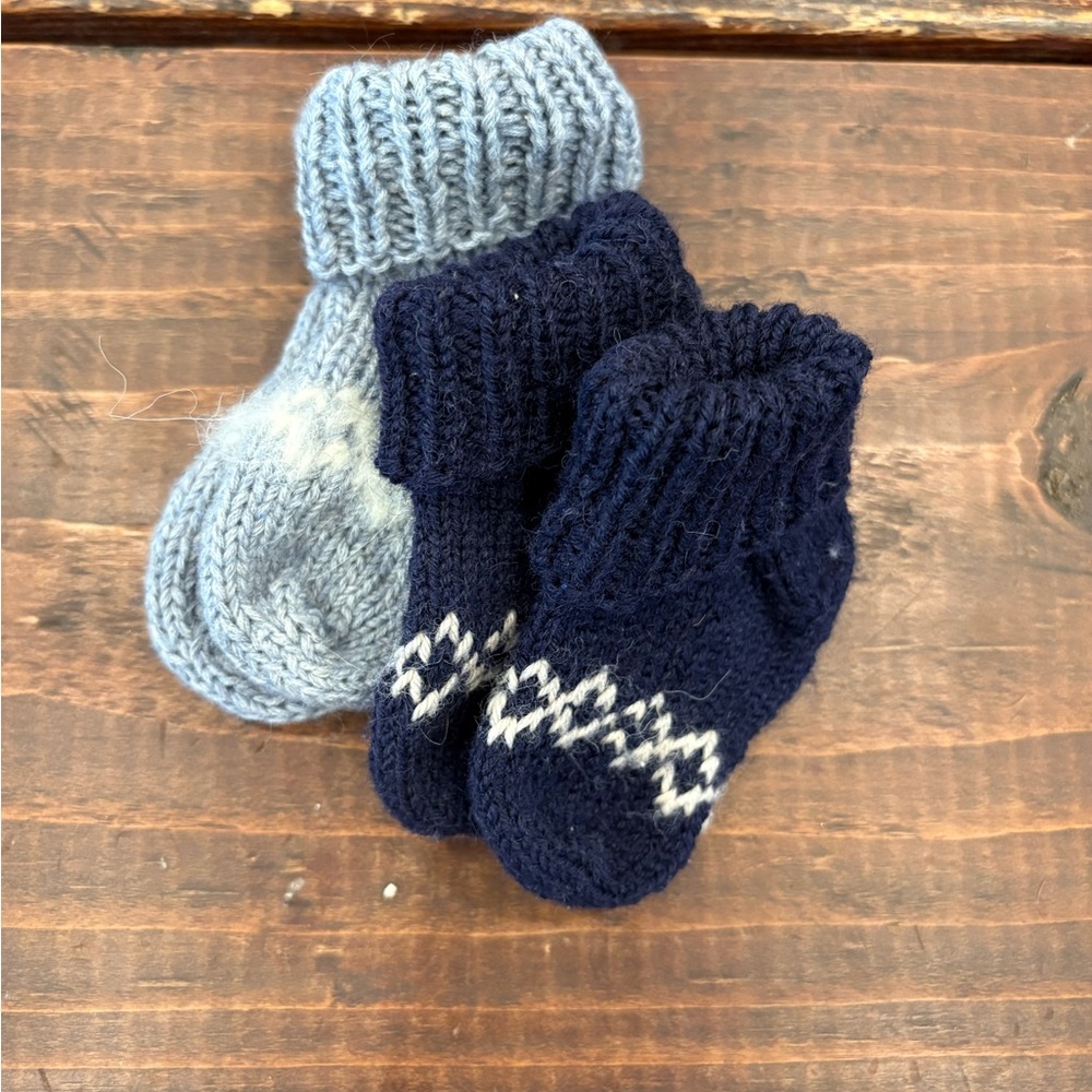 Cozy Knit Baby Socks - Blue and Gray